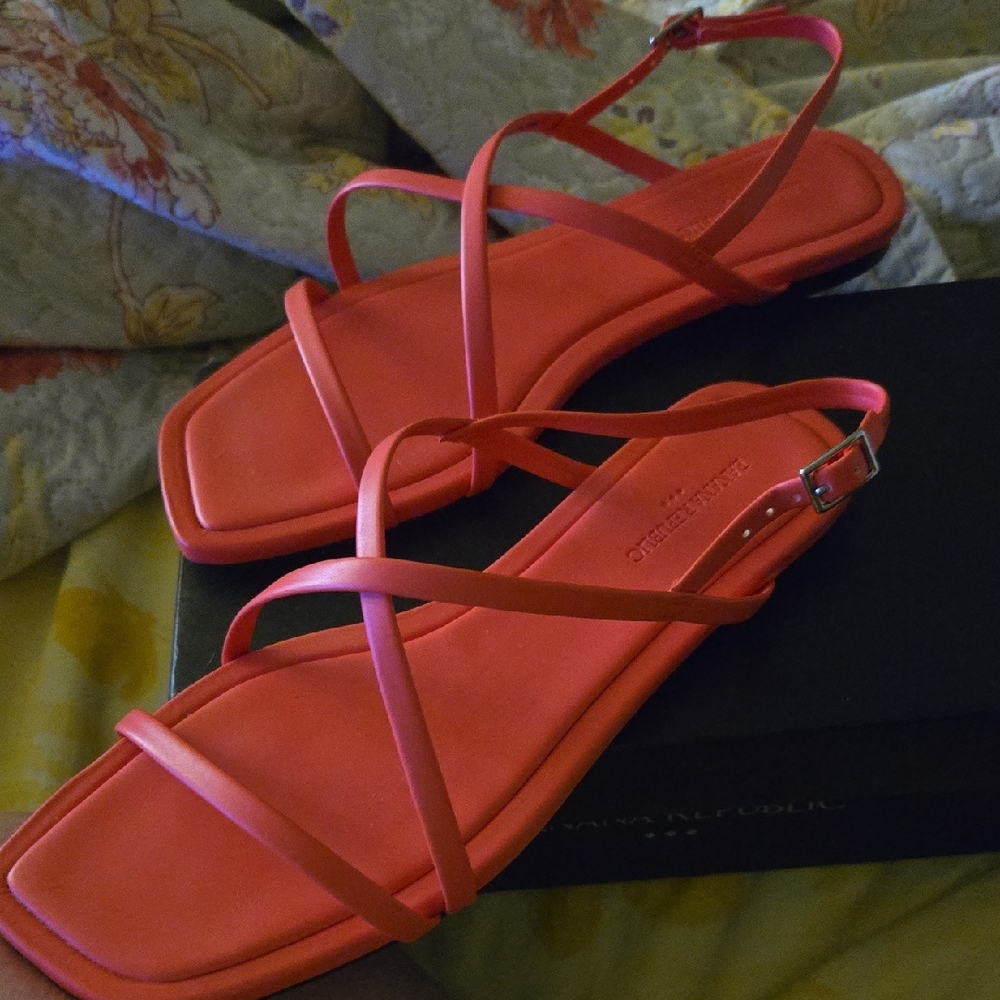 Elegant Coral Strappy Sandals